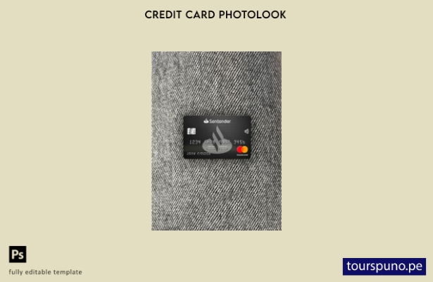 listo para imprimir plantilla frontal de fotolook de mastercard del banco Sant 1